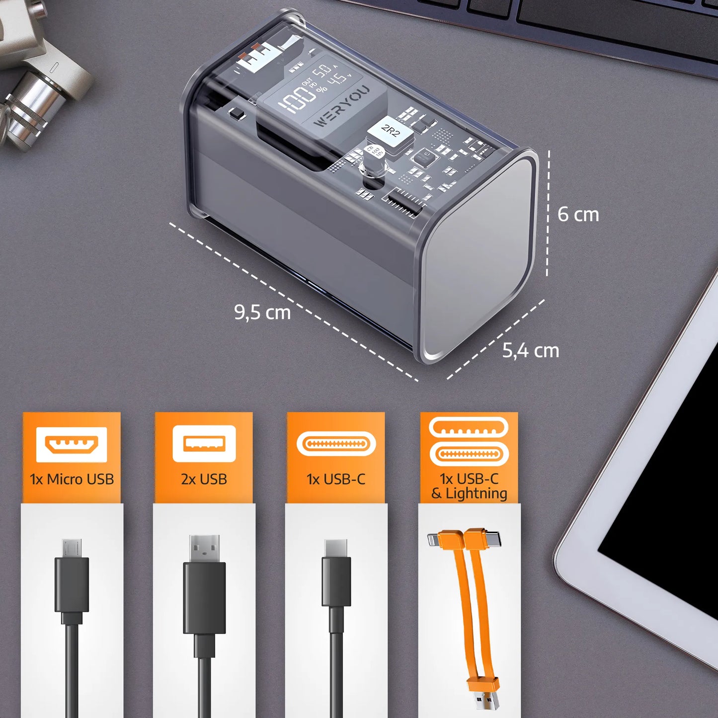 WERYOU Power Bank 20,000 mAh with 22.5W Fast Charger &amp; 4 Charging Ports